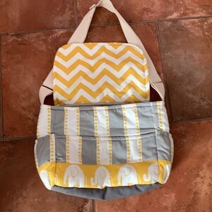 NEW!Custom made diaper/baby bag in grey, yellow with white elephants! Very cute!
